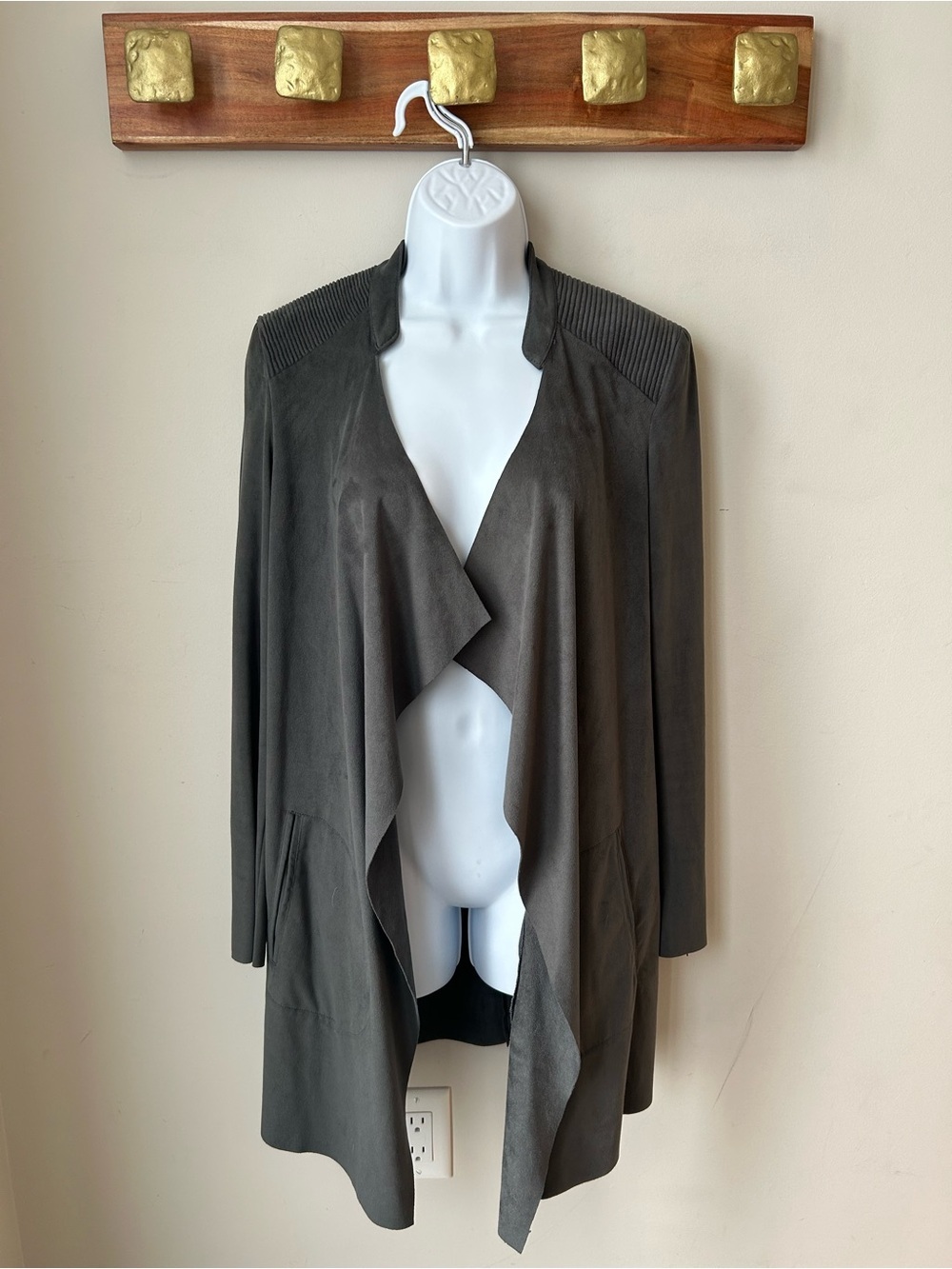 Sandwich Faux Microsuede Drape Jacket Gray Moto 90s Minimalism Quiet Luxury - Picture 3 of 15